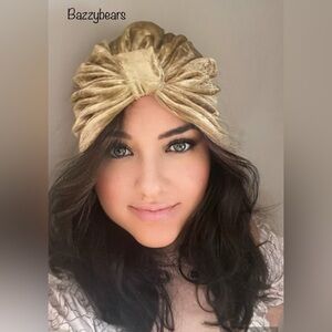 Elegant Gold Velvet Turban Hat